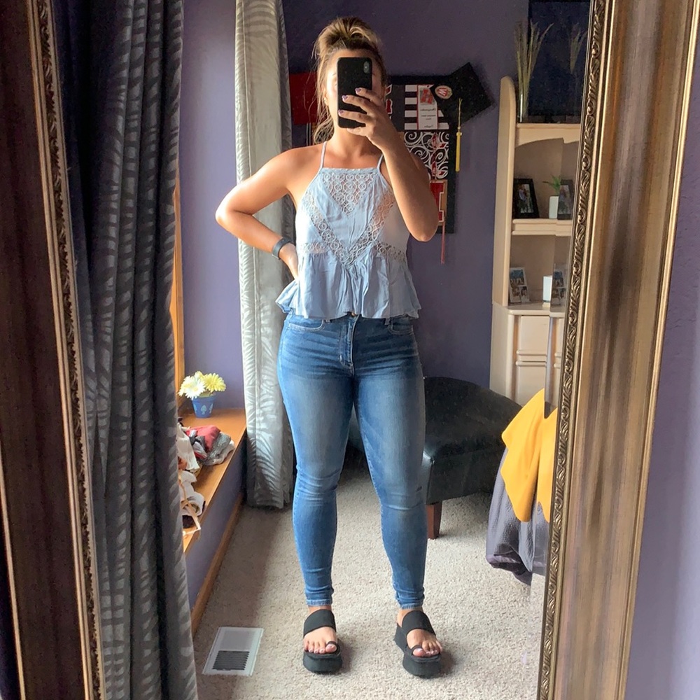 Pacsun Light Blue Lace Detailed Top